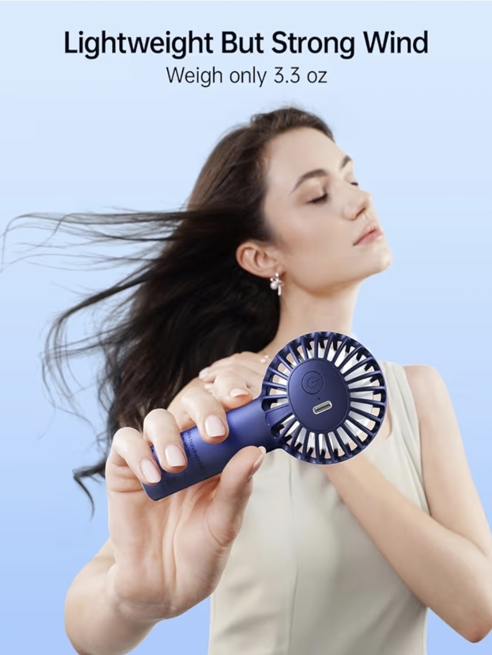 Portable Handheld Fan ▪︎ Navy Blue - Picture 3 of 10